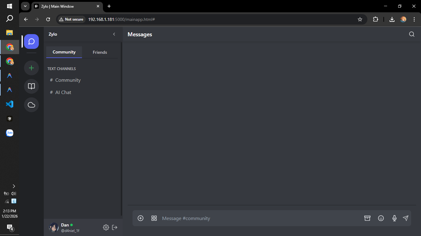 Community Chat interface showing user conversations