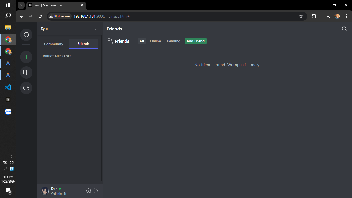 Friends list and activity status